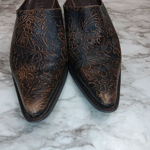 FRANCO SARTO Women's Brown Leather Clogs Mules Slip-on Western Cowboy Boot  Sz.8 - Picture 5 of 9